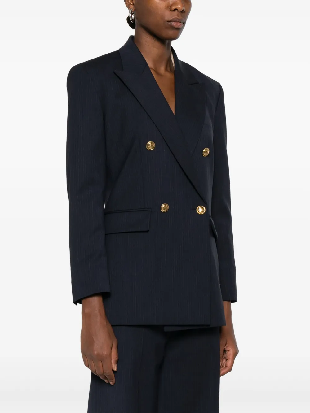 SANDRO Blazer met krijtstreep en dubbele rij knopen Blauw