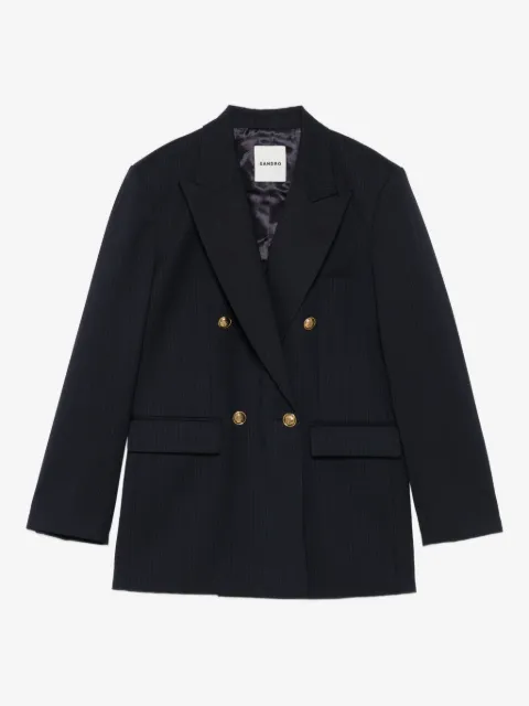 SANDRO blazer con rayas diplomáticas estampadas y doble botonadura