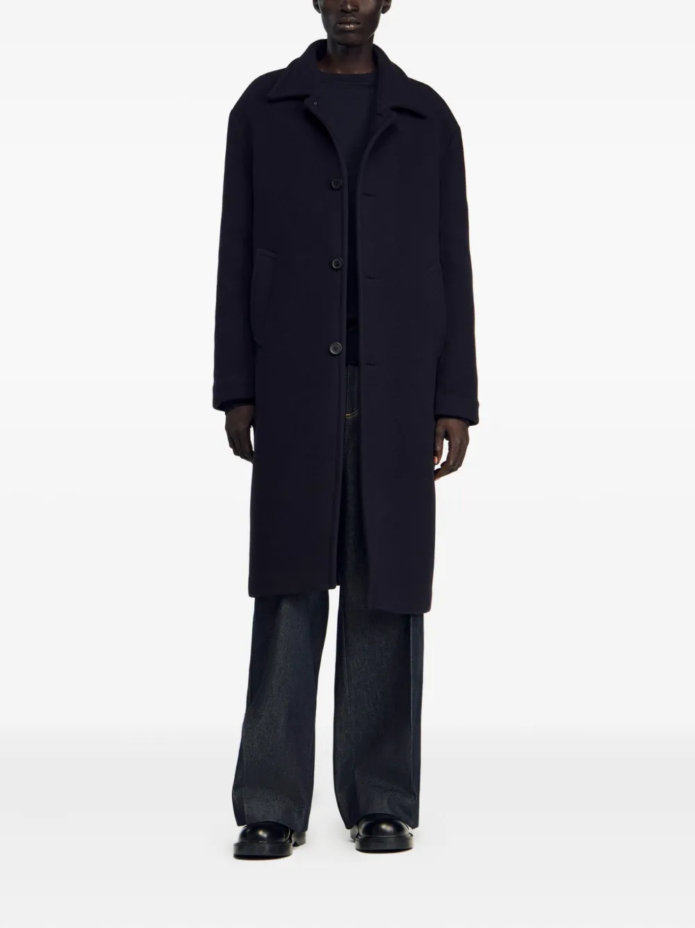 SANDRO button-fastening wool coat | Single Breasted Coats | Image 2