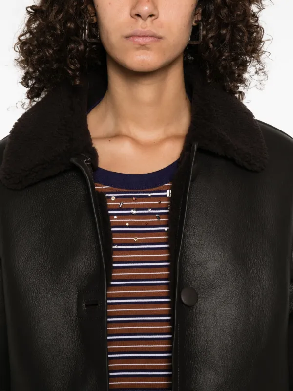 SANDRO leather short coat 34