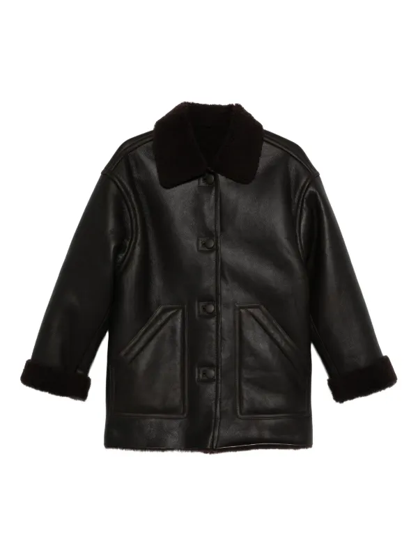 SANDRO Leather Short Coat Black FARFETCH ID