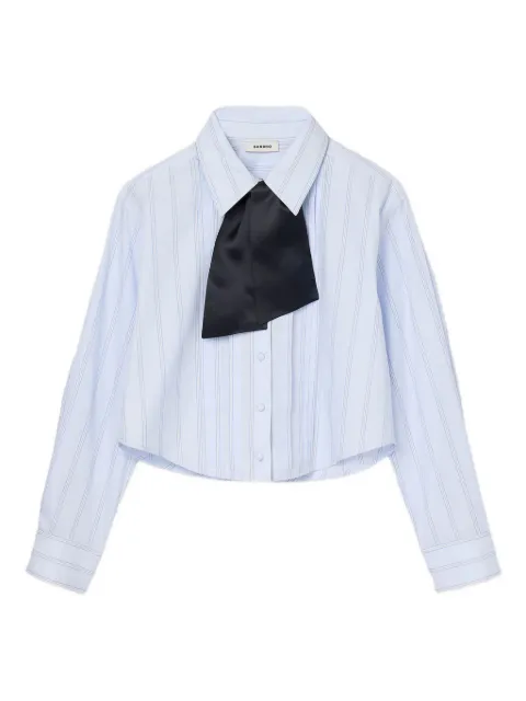 SANDRO striped buttoned cropped shirt