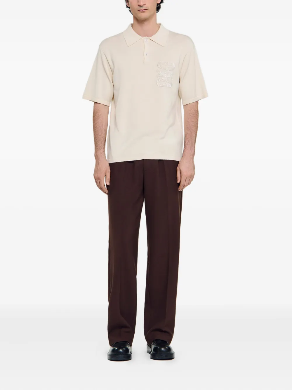 SANDRO Poloshirt met geborduurd detail - Geel