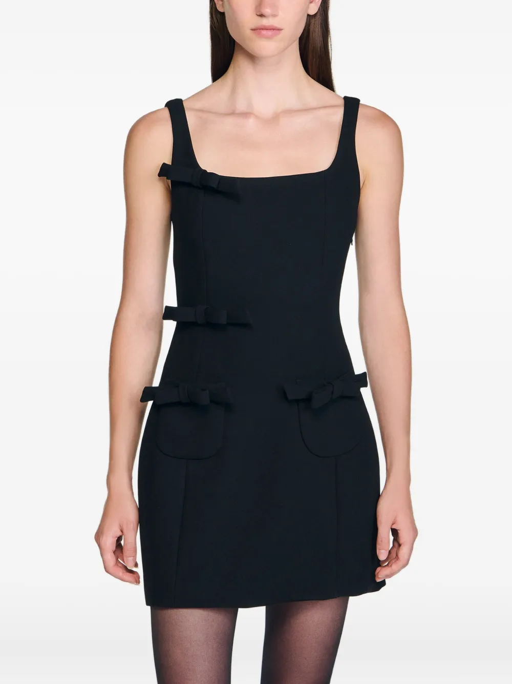 SANDRO Jurk met strik en zak Zwart