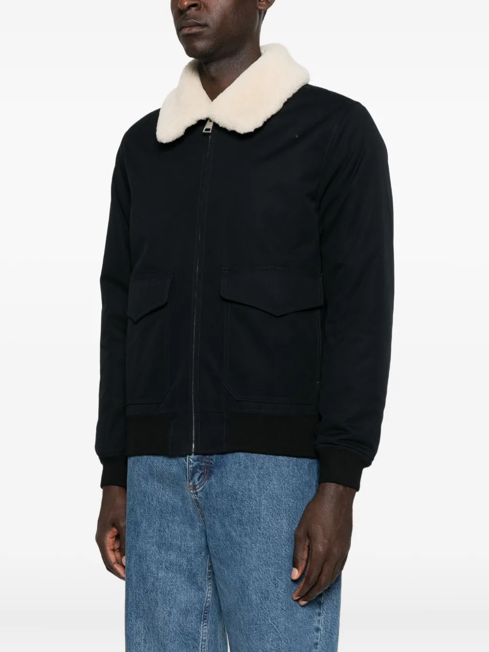 SANDRO Jack met lammy kraag en rits Blauw