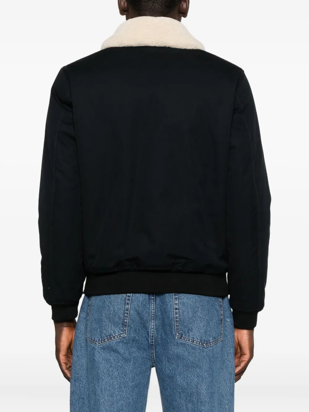 SANDRO Jack met lammy kraag en rits Blauw