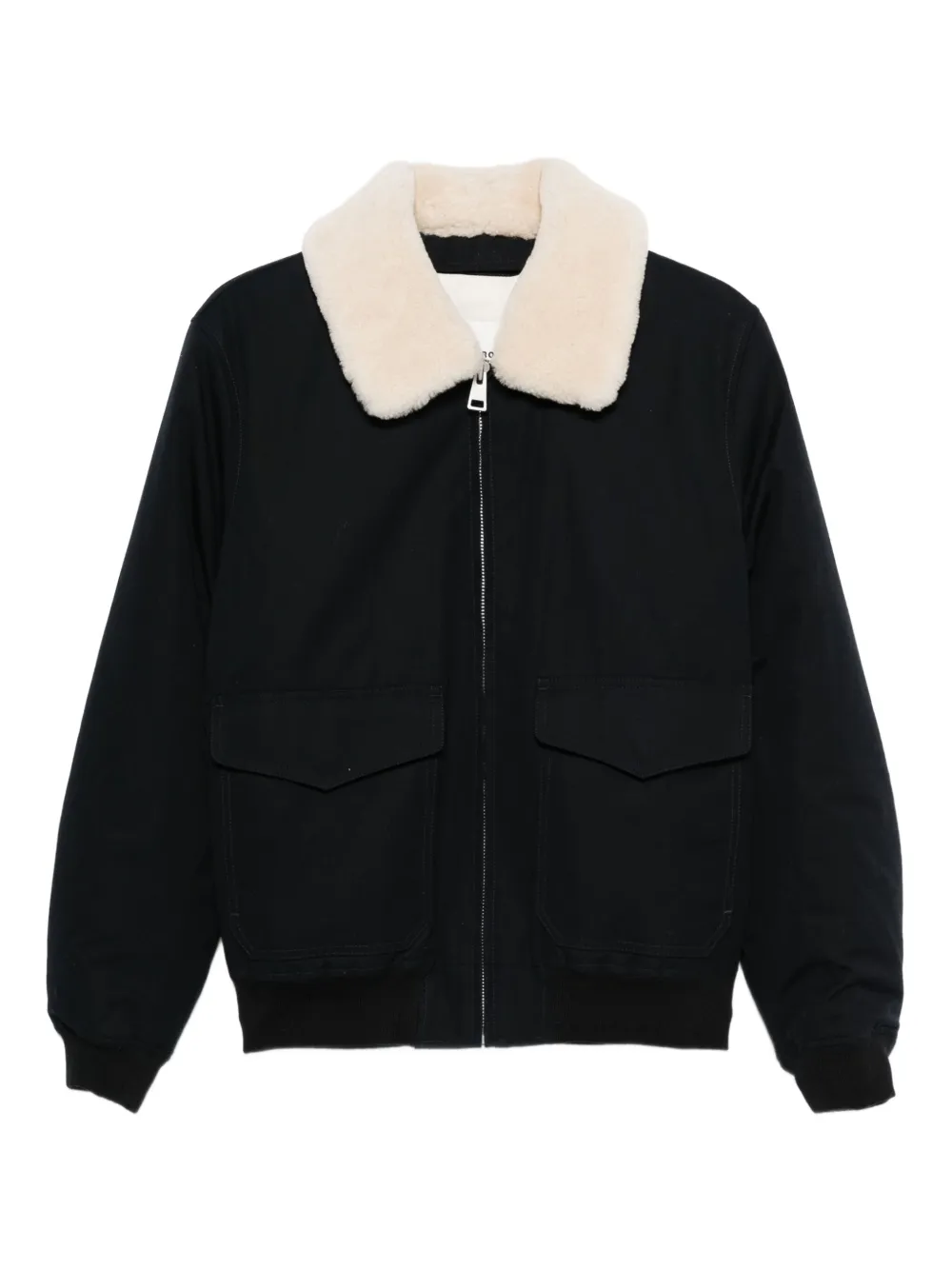 SANDRO shearling-collar zip-front jacket | Blue | Image 1