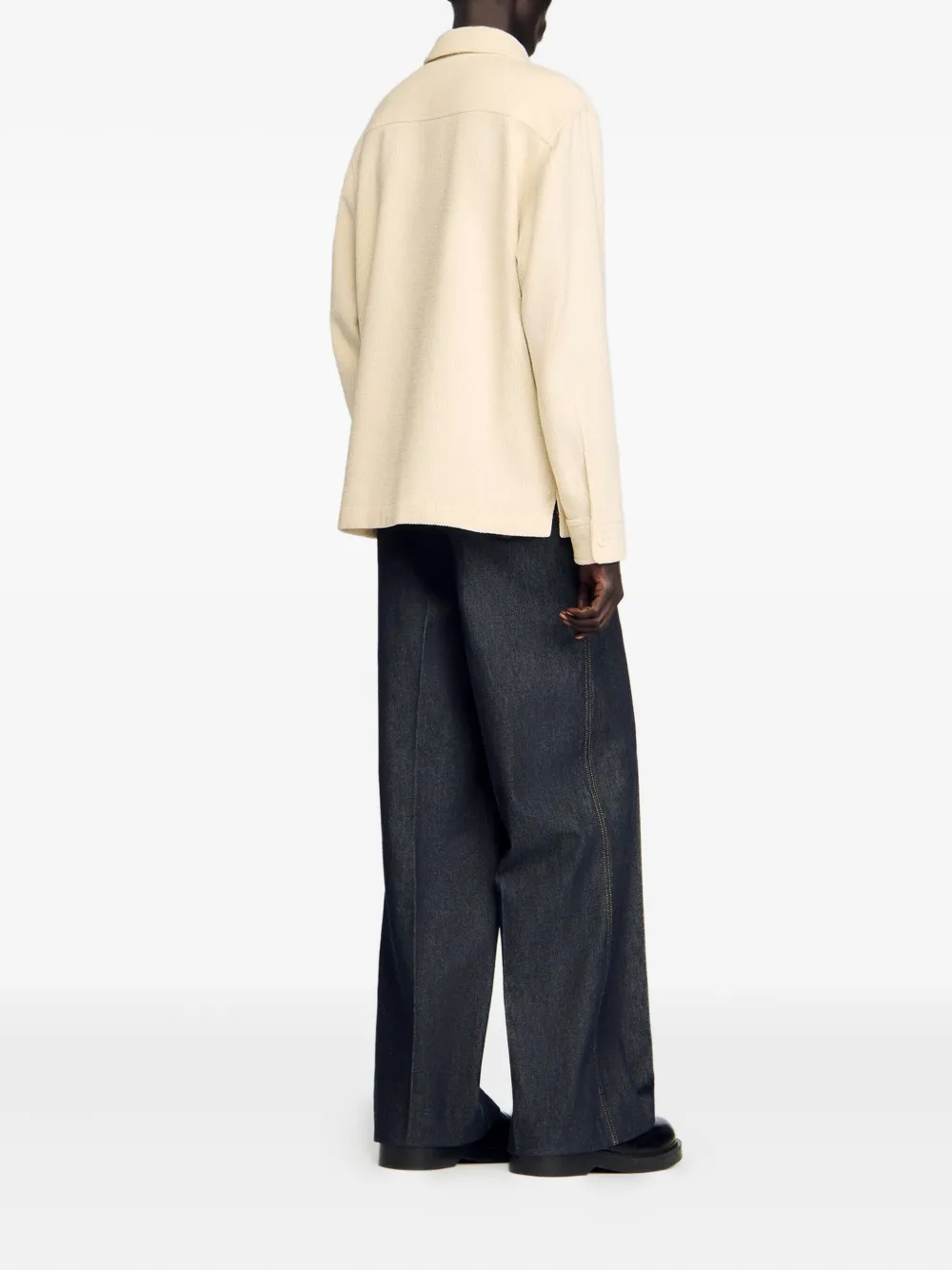 SANDRO Shirtjack met rits en textuur Beige