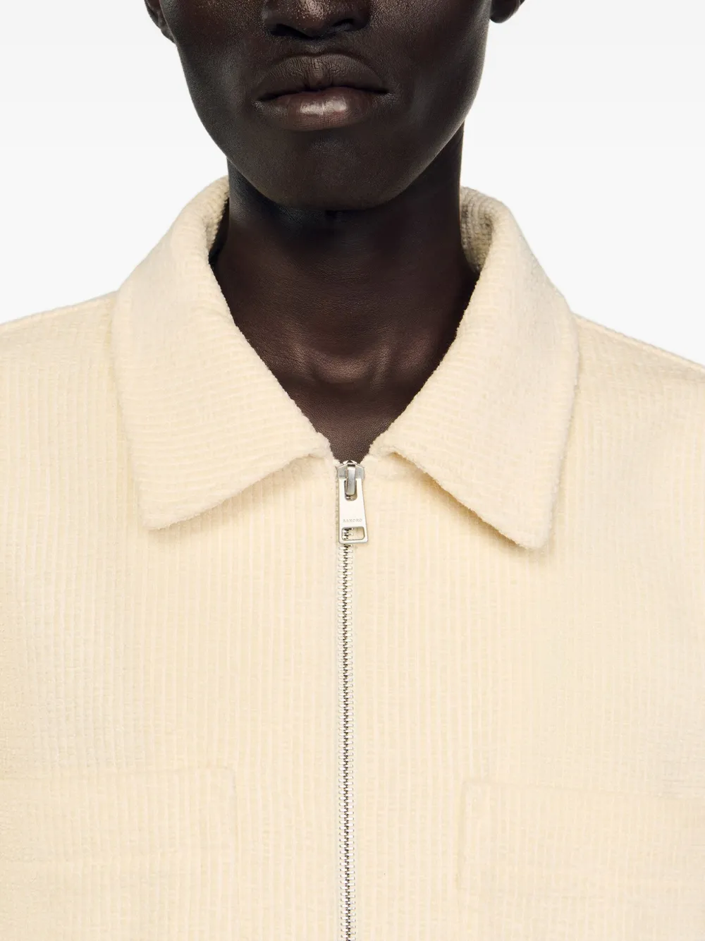 SANDRO Shirtjack met rits en textuur Beige
