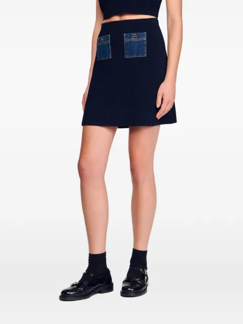 SANDRO ribbed denim-pocket mini skirt