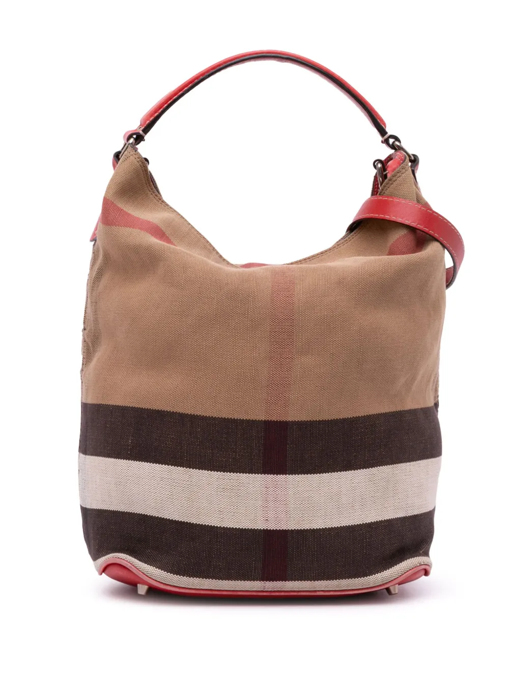 Burberry Pre-Owned 2000-2017 Medium Mega Check Canvas Ashby Bucket Bag satchel | Brown | Image 1