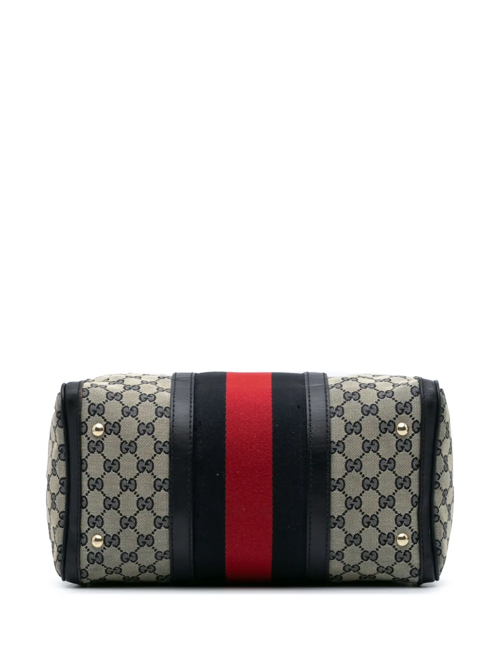 Pre-owned Gucci 2016-2024 Gg Canvas Web Boston Satchel In Grey