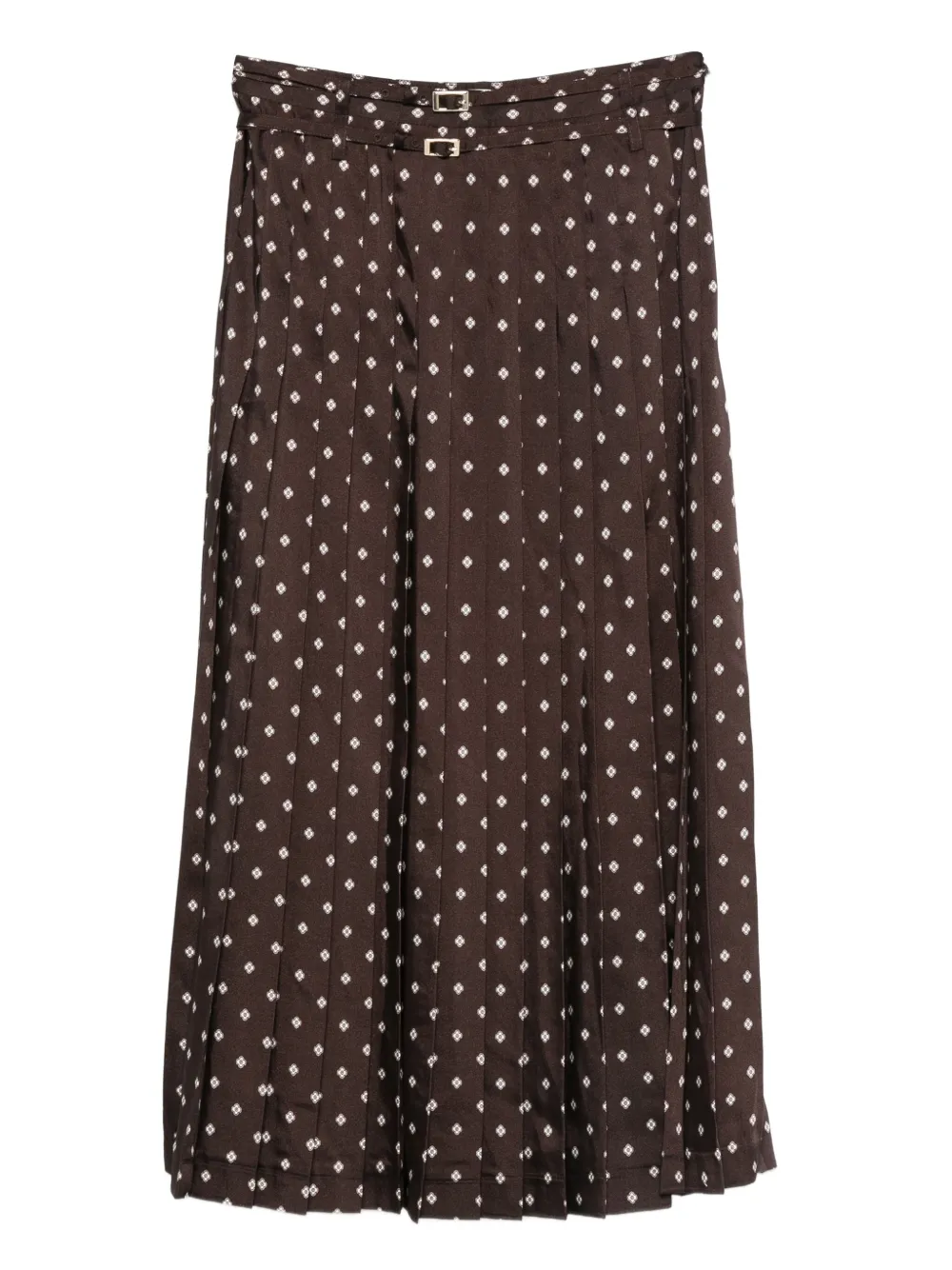 SANDRO Gonna midi plissettata a fantasia - Marrone