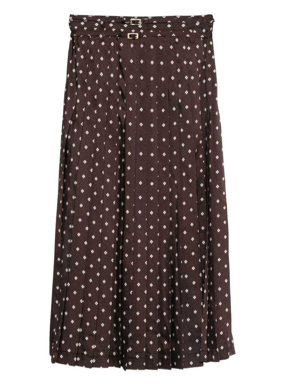 SANDRO pleated patterned midi skirt | Brown | Image 1