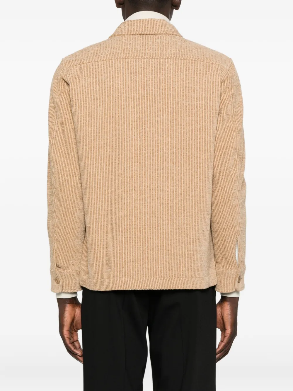 SANDRO Geribbeld shirtjack met rits Beige