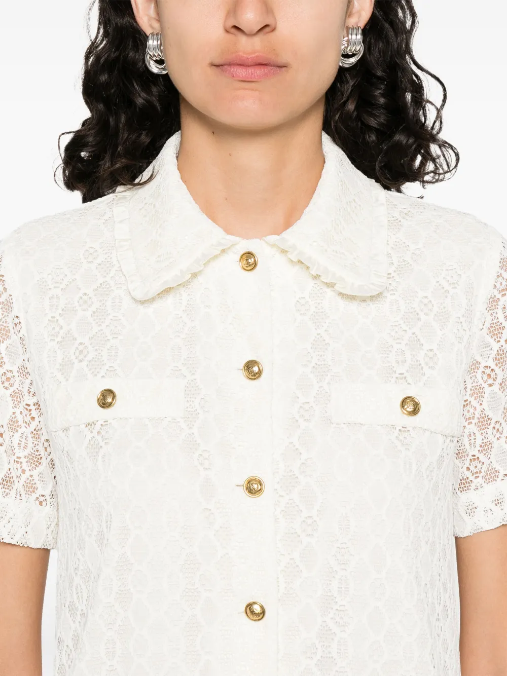 SANDRO Kanten jurk Wit