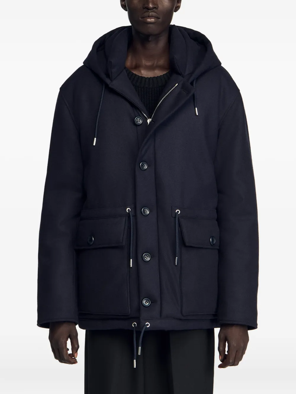 SANDRO Jas met capuchon Blauw