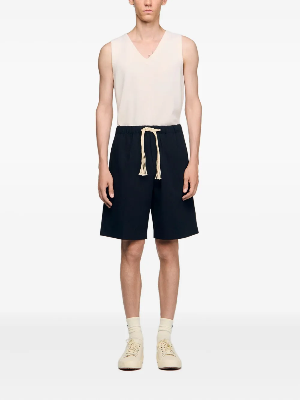 SANDRO Katoenen shorts met trekkoord - Blauw
