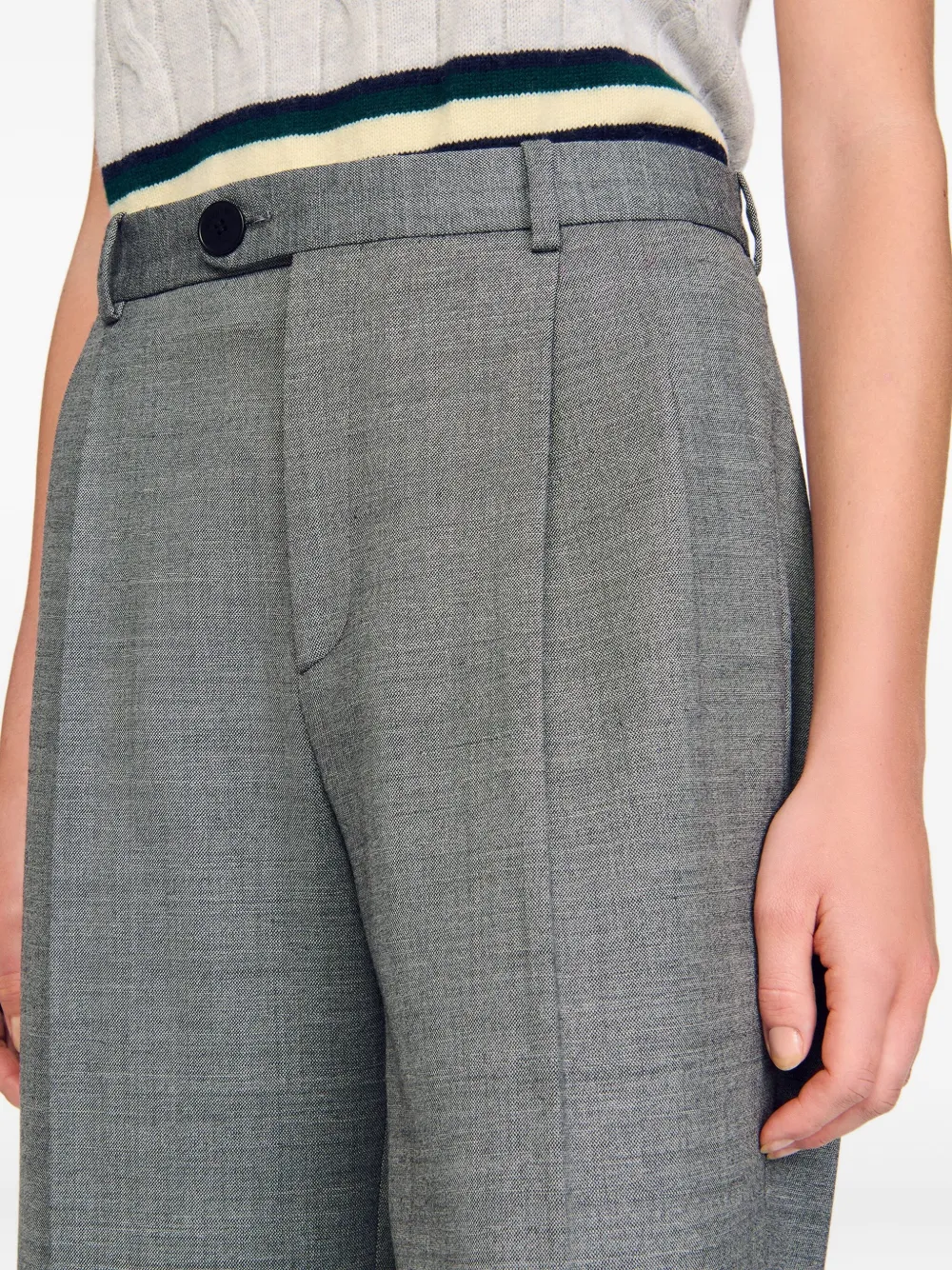 SANDRO Plooibroek met wijde pijpen Grijs