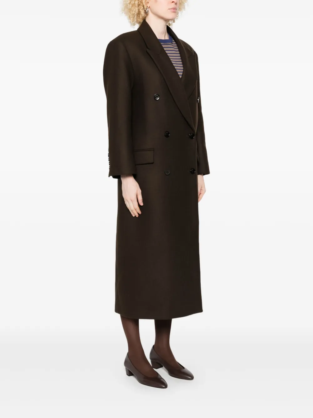 SANDRO Mantel met dubbele rij knopen Bruin