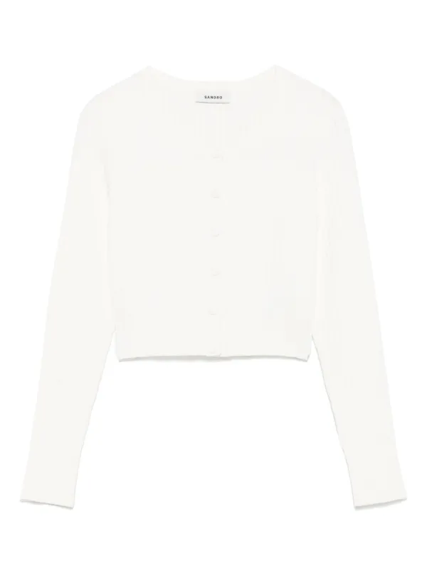 SANDRO リブニットカーディガン SANDRO リブ カーディガン | ニュートラル | FARFETCH JP