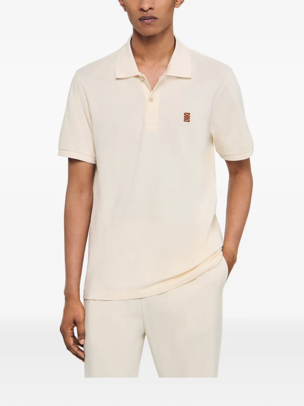 SANDRO Poloshirt met geborduurd logo Beige