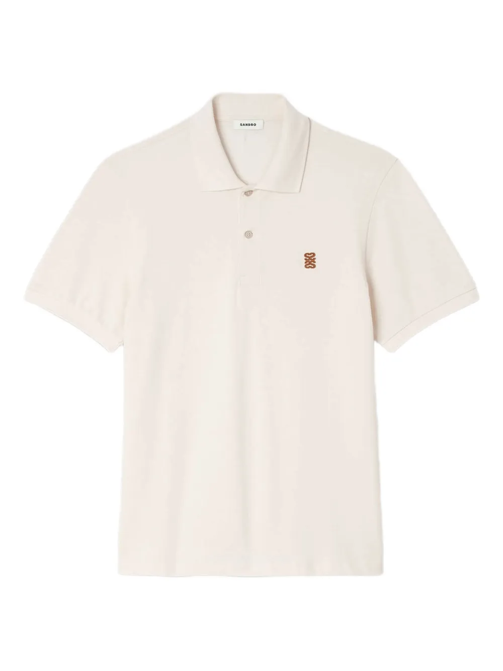 SANDRO embroidered cotton polo shirt Beige