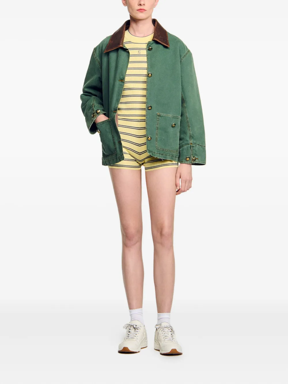 SANDRO Gestreepte shorts Geel