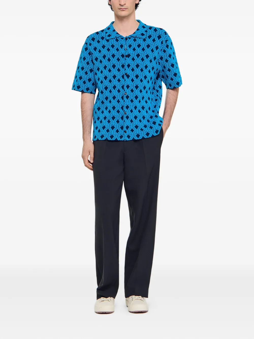 SANDRO Overhemd met korte mouwen en patroon Blauw