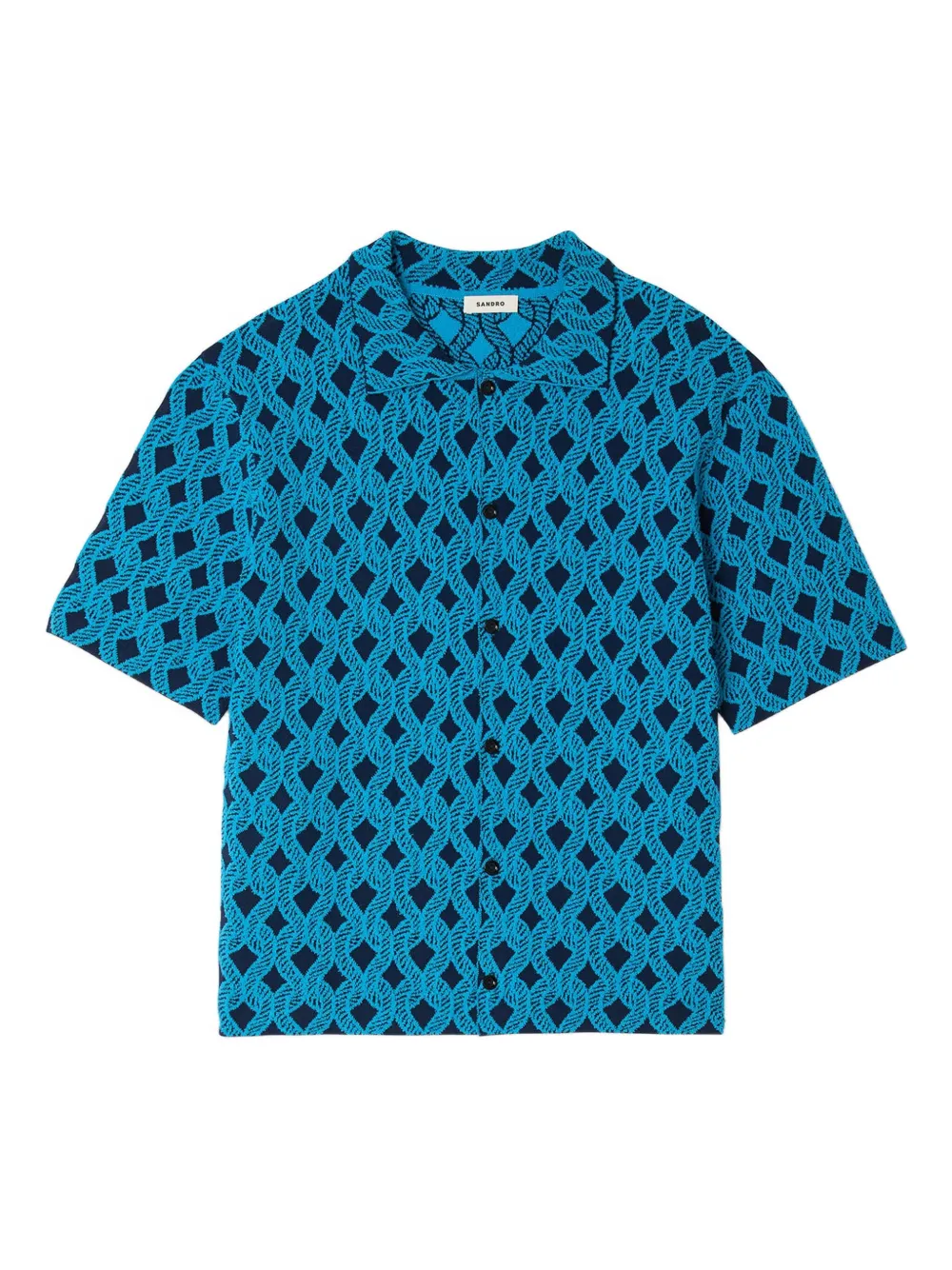 SANDRO Overhemd met korte mouwen en patroon Blauw