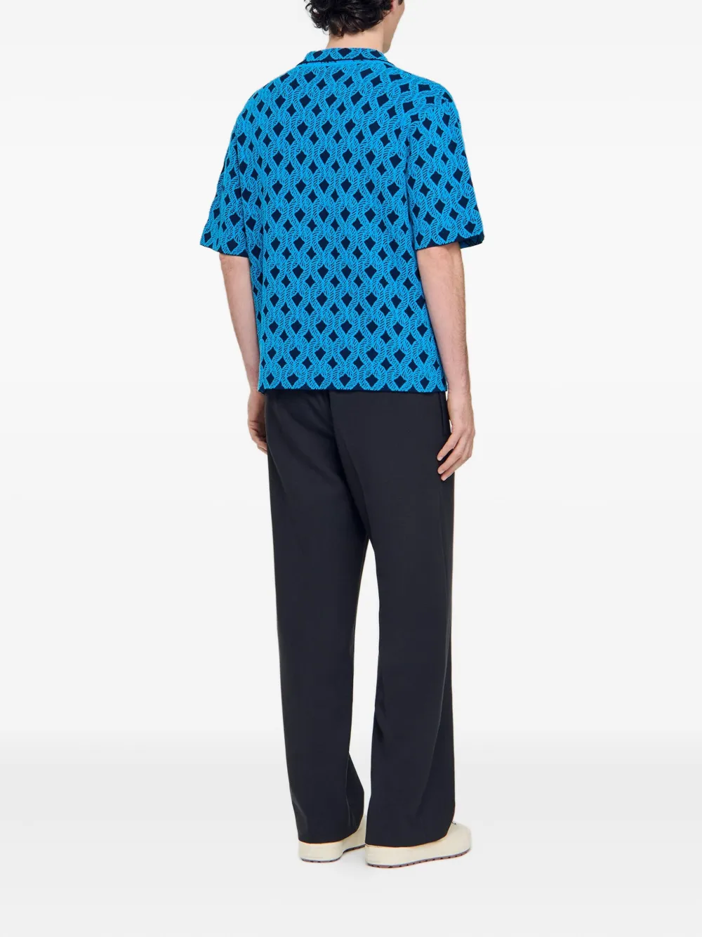 SANDRO Overhemd met korte mouwen en patroon Blauw