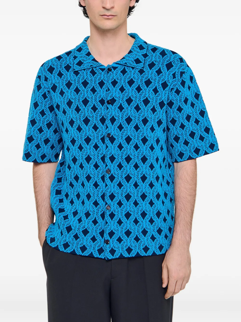 SANDRO Overhemd met korte mouwen en patroon Blauw