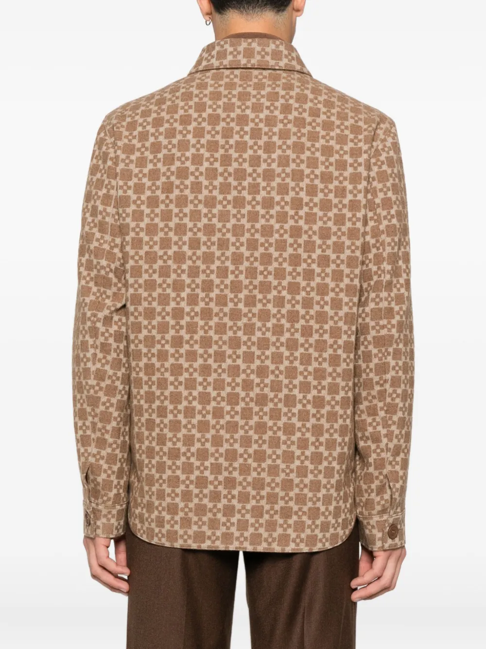 Sandro Geometric-pattern Jacket In Brown