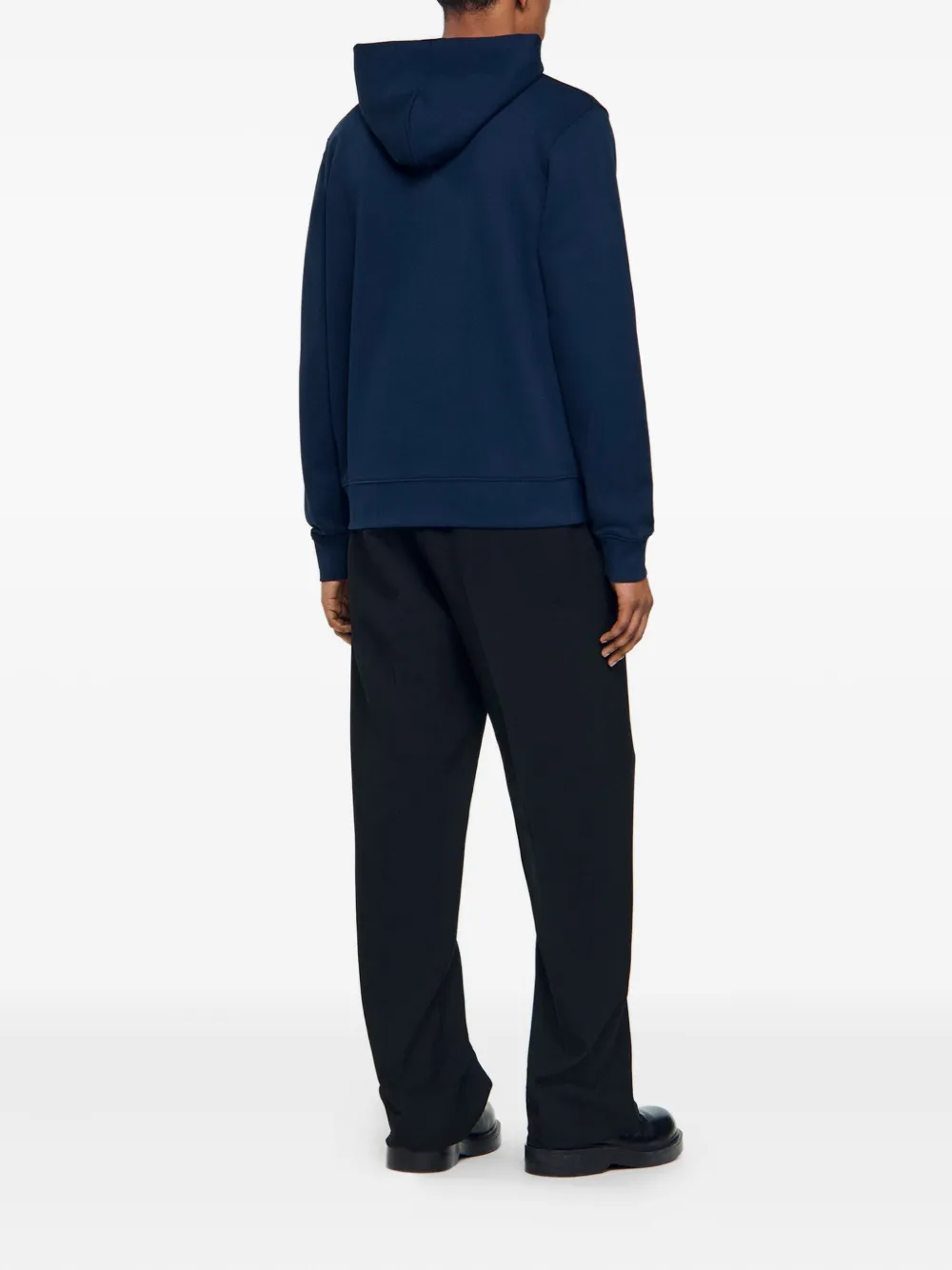 SANDRO Hoodie met leren patch Blauw