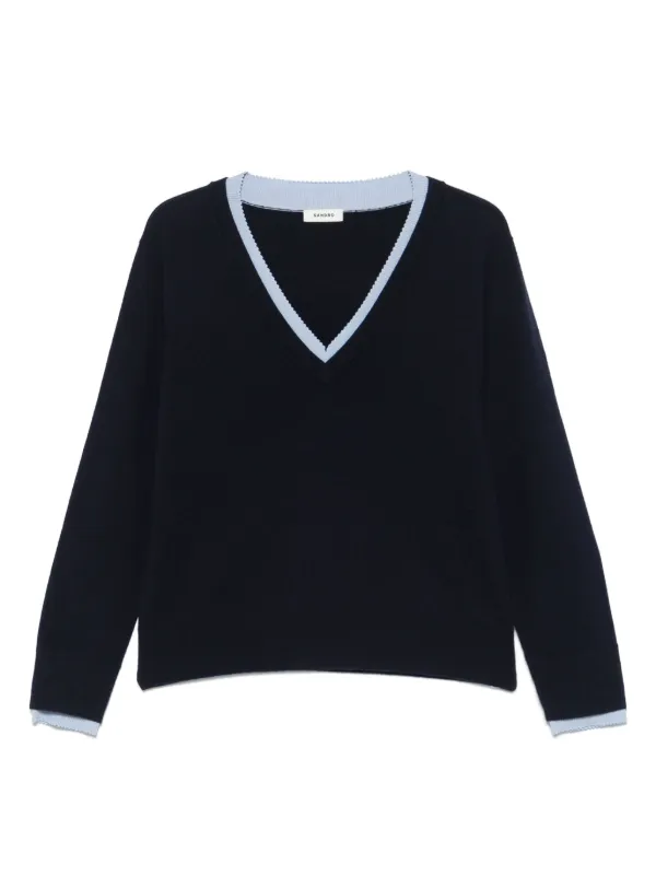 SANDRO サンドロ　セーター SANDRO Vネック セーター | ブルー | FARFETCH JP