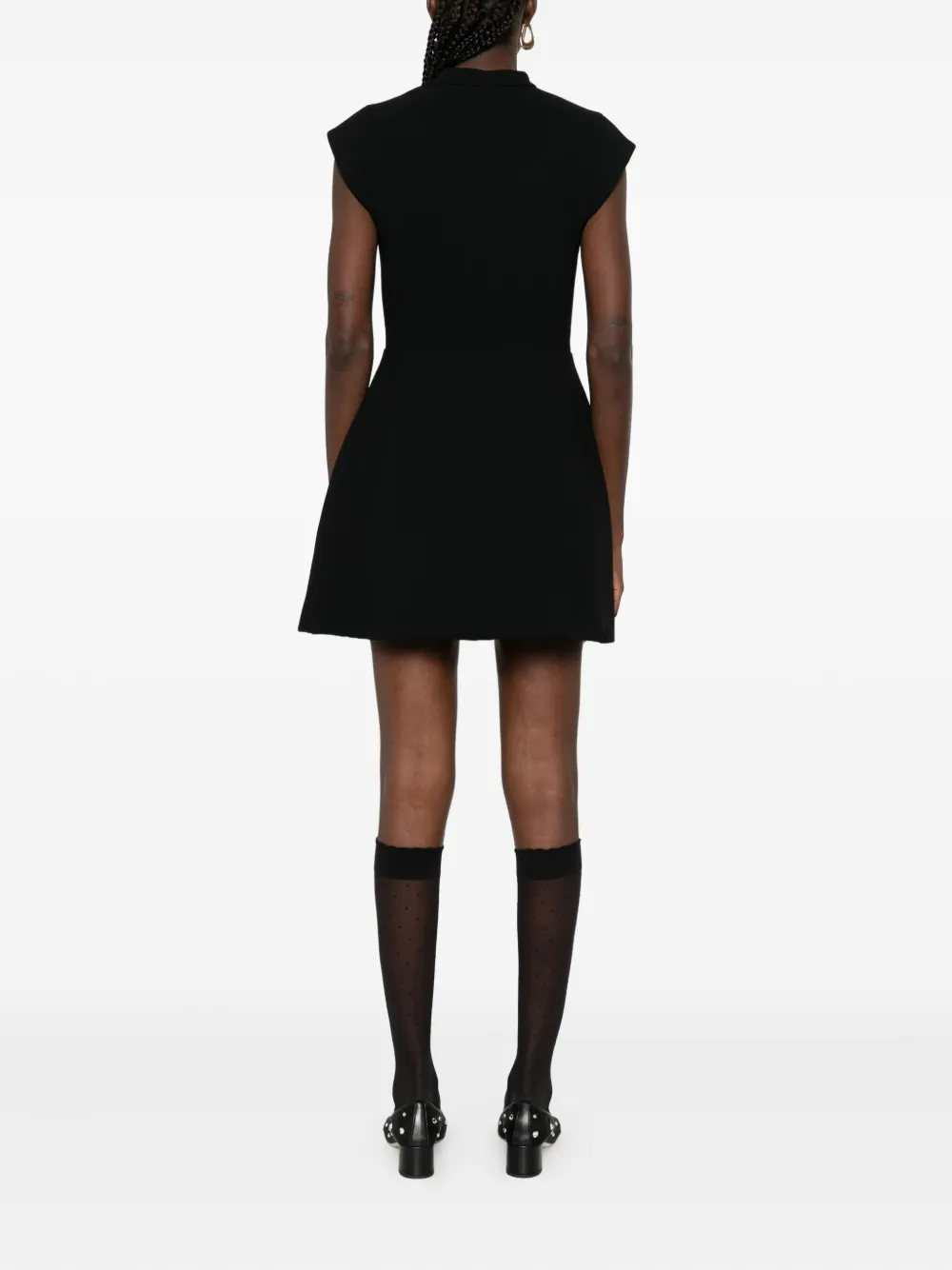 Sandro Button-front V-neck Mini Dress In Black