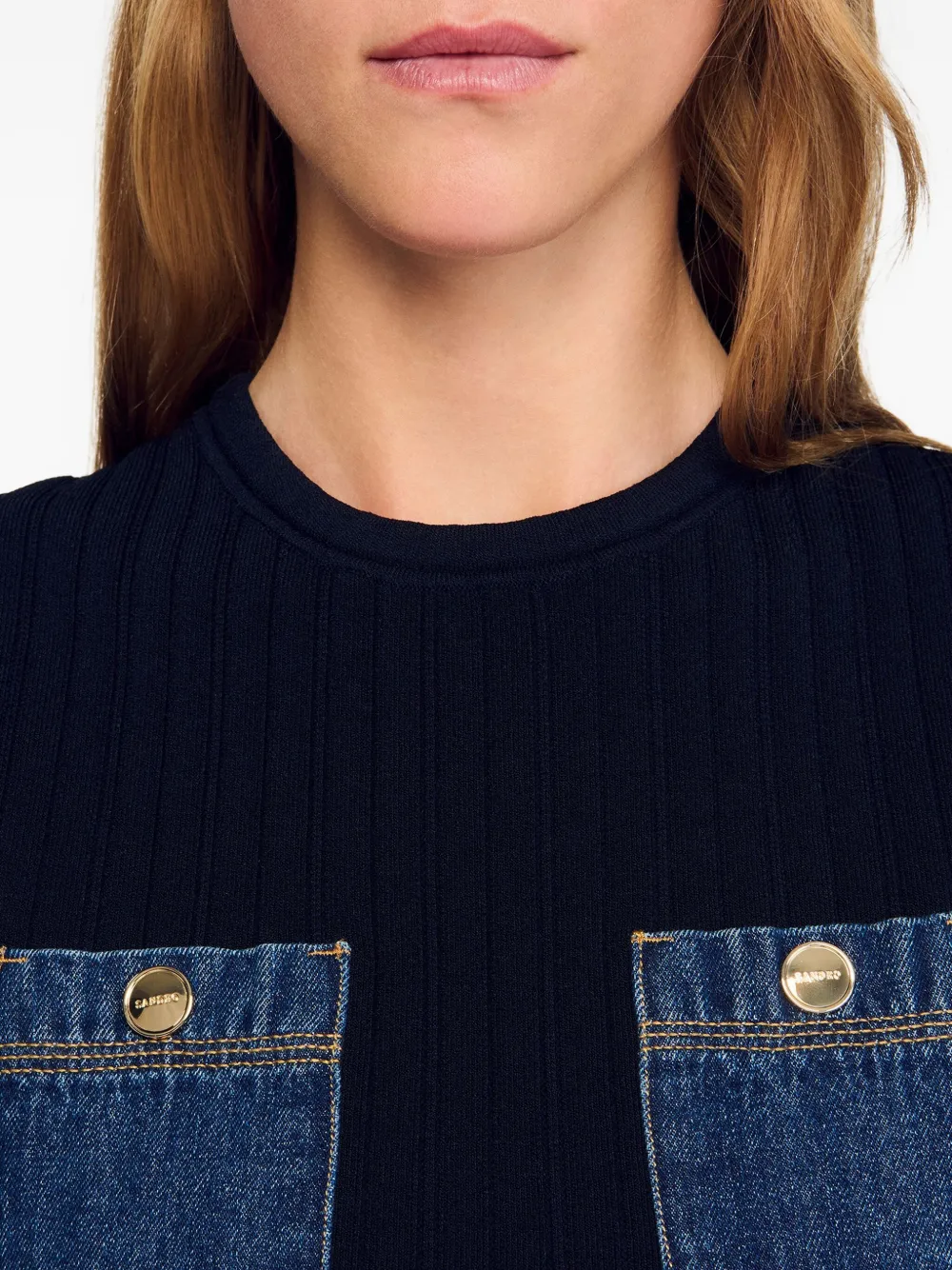 Denim-Pockets Sleeveless Top