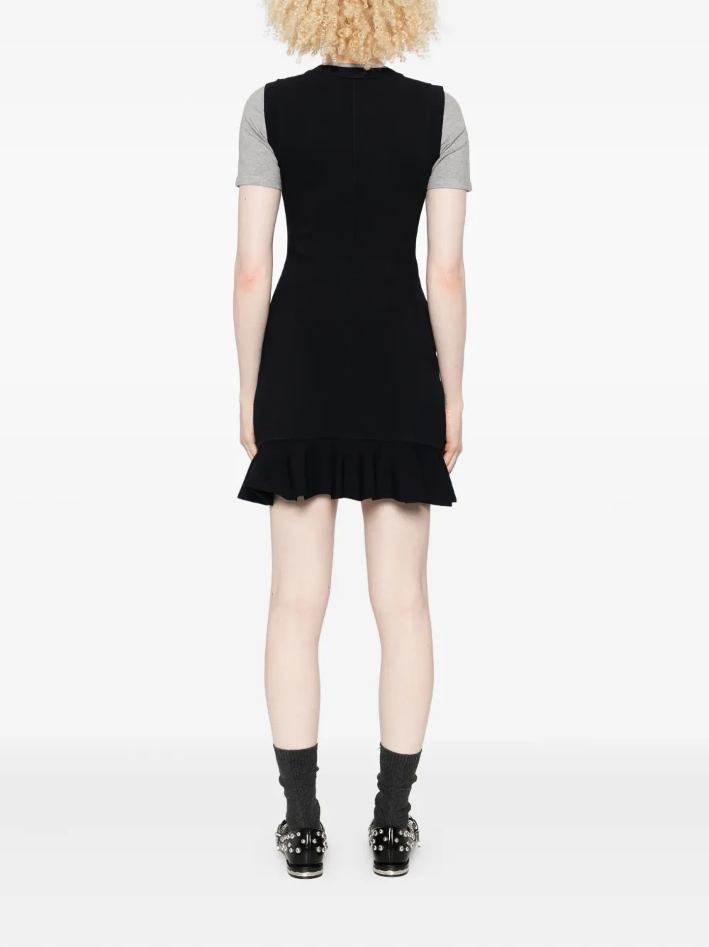 SANDRO Gelaagde mini-jurk met ruches Blauw