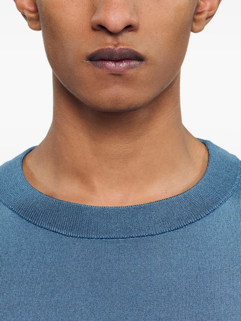 SANDRO Trui met ronde hals en geribbelde afwerking Blauw