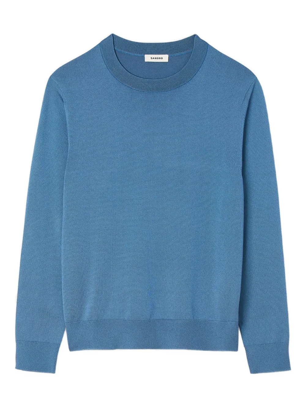 SANDRO Trui met ronde hals en geribbelde afwerking Blauw