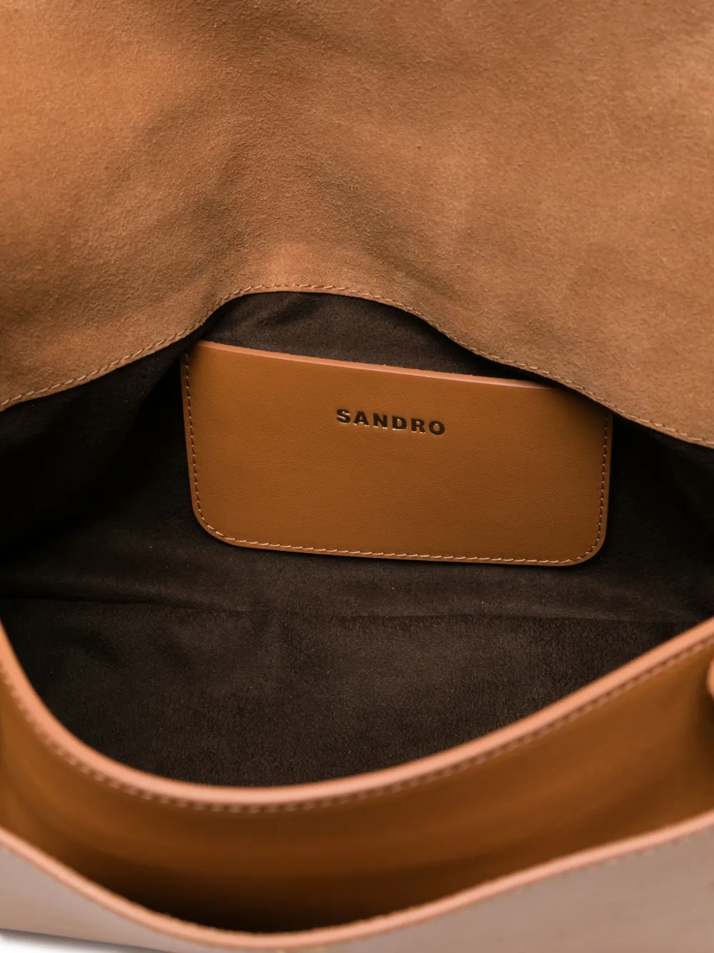 SANDRO Leren schoudertas Bruin