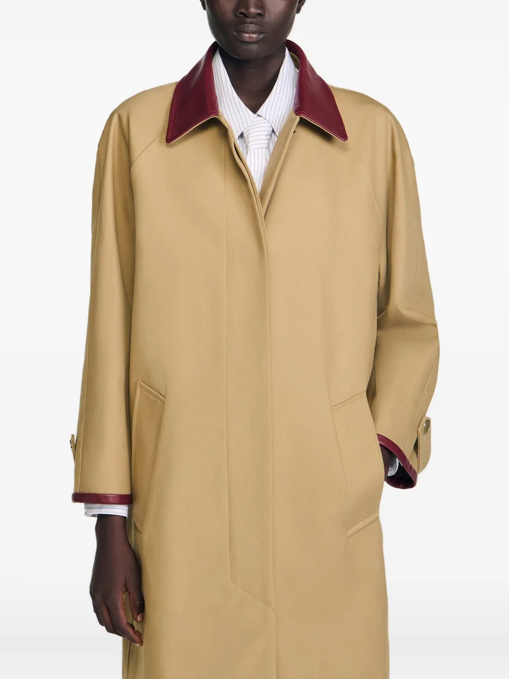 SANDRO Jas met leren mouwen Bruin