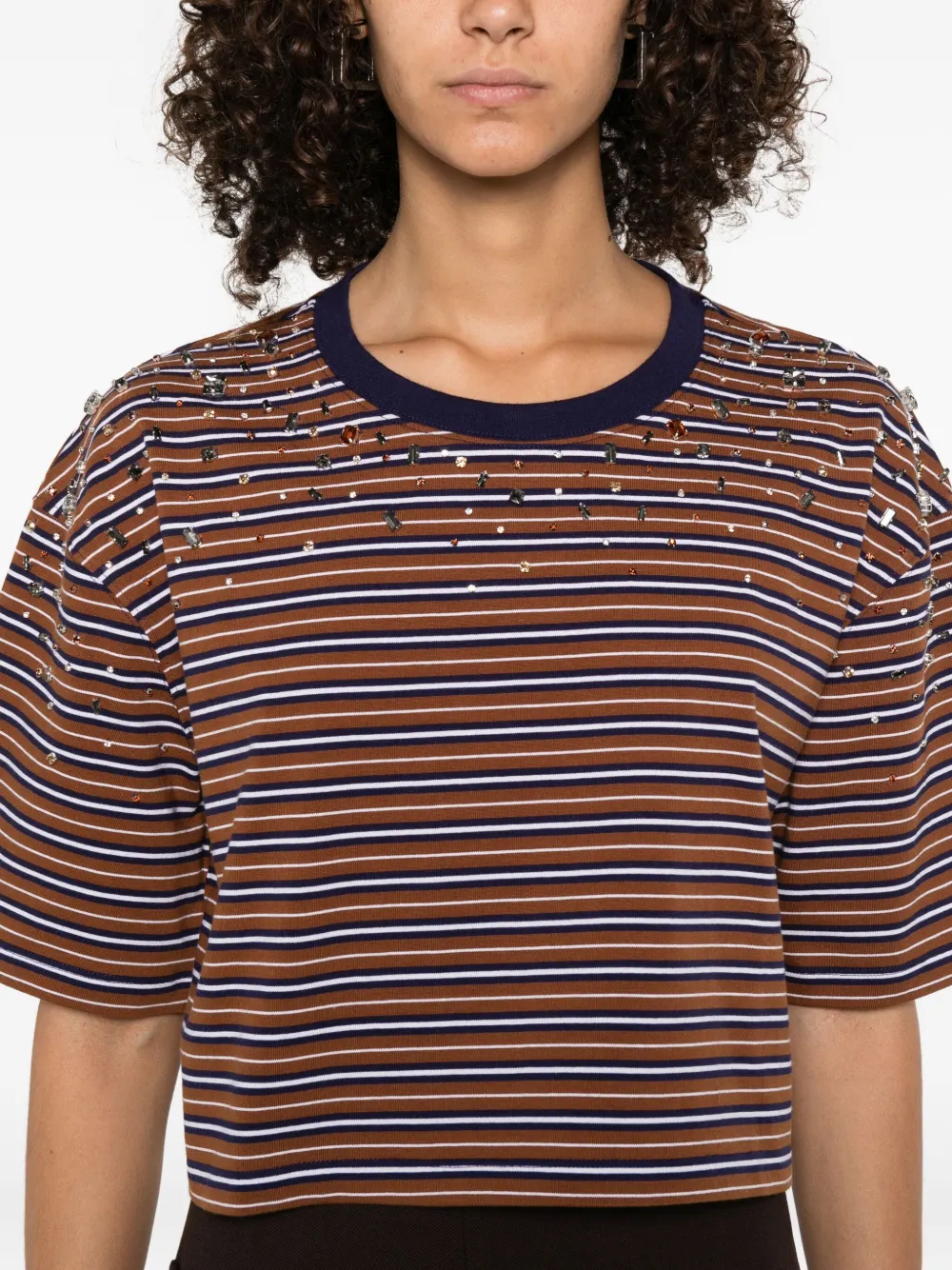 SANDRO Gestreept T-shirt Bruin