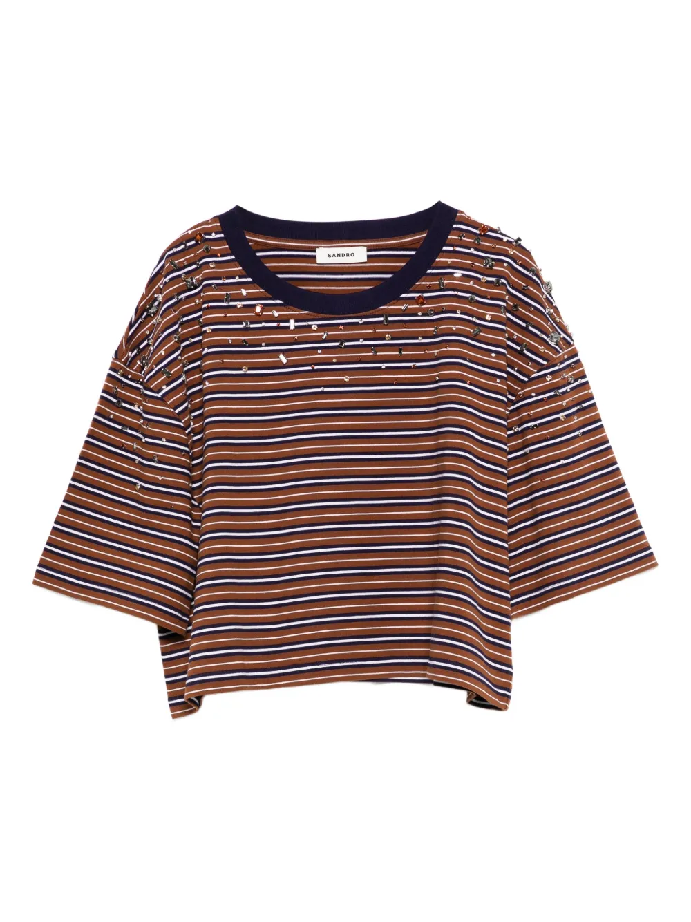 SANDRO Gestreept T-shirt Bruin