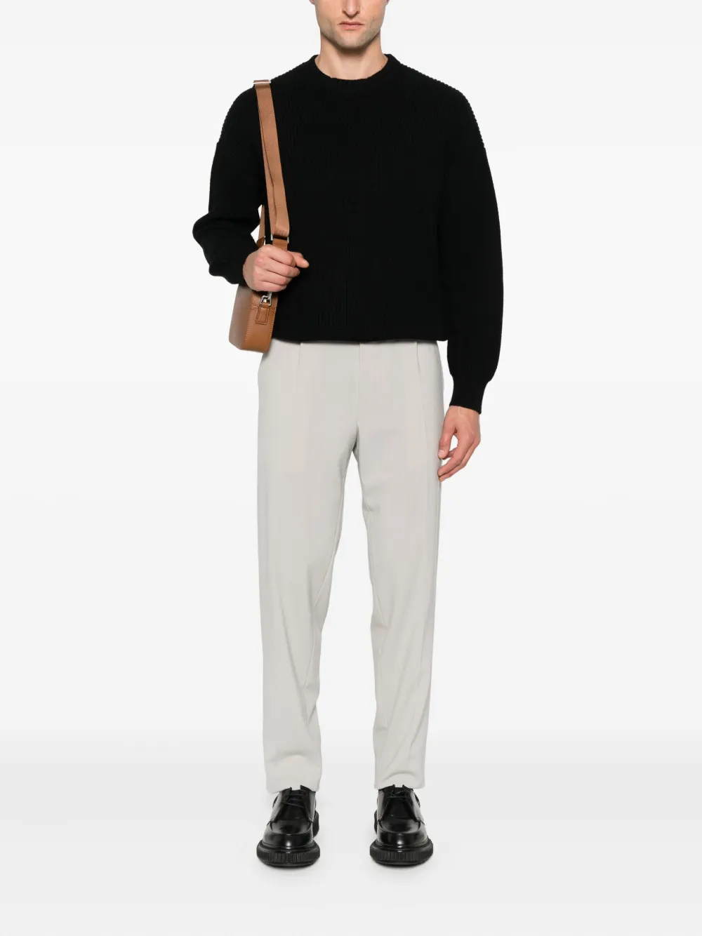 SANDRO Geribbelde sweater met ronde hals - Zwart