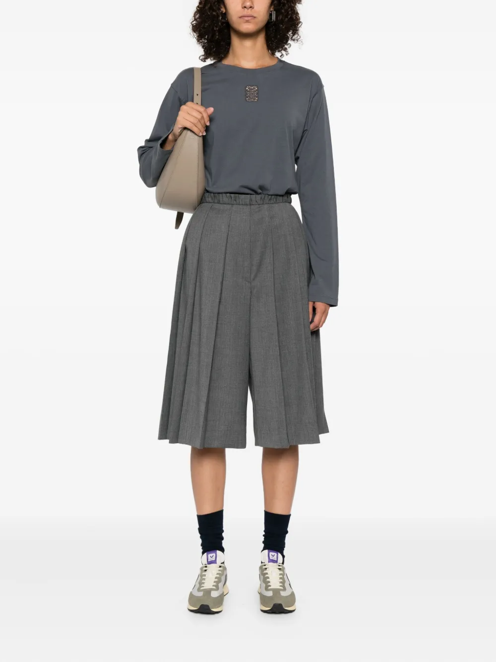 Sandro Langarmshirt Mit Stickerei In Gray