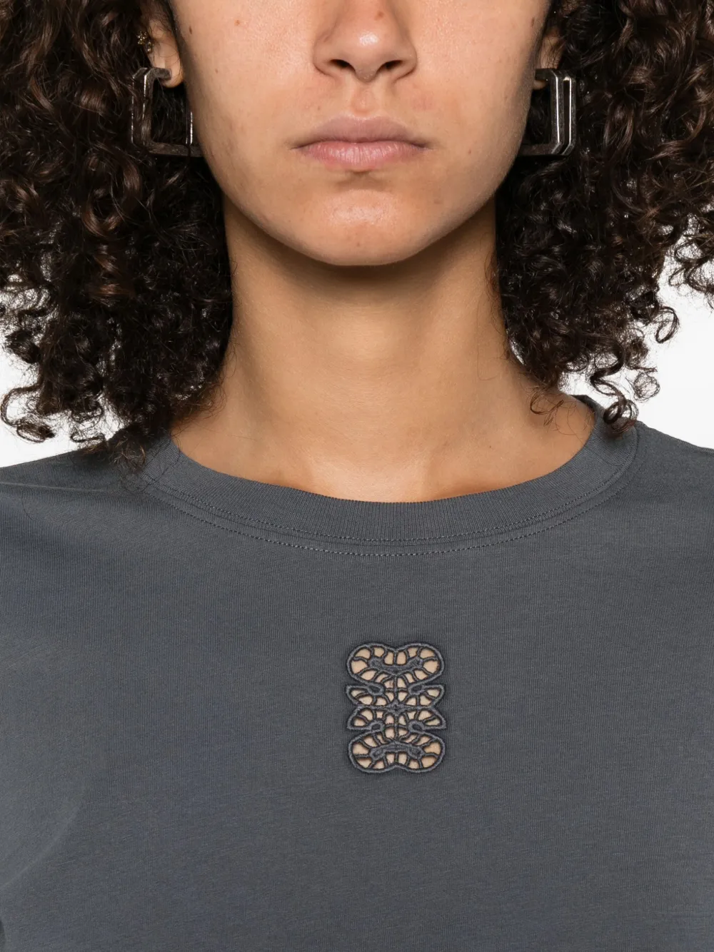 Sandro Langarmshirt Mit Stickerei In Gray