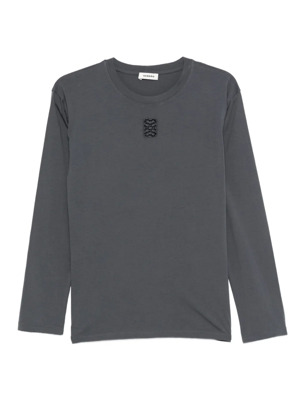 Sandro Langarmshirt Mit Stickerei In Gray