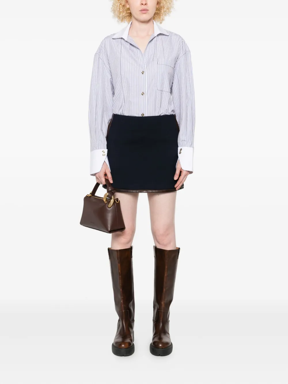 SANDRO Gestreepte blouse met contrasterende kraag - Beige