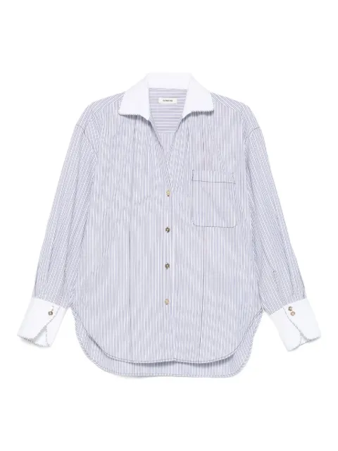 SANDRO striped contrast-collar shirt